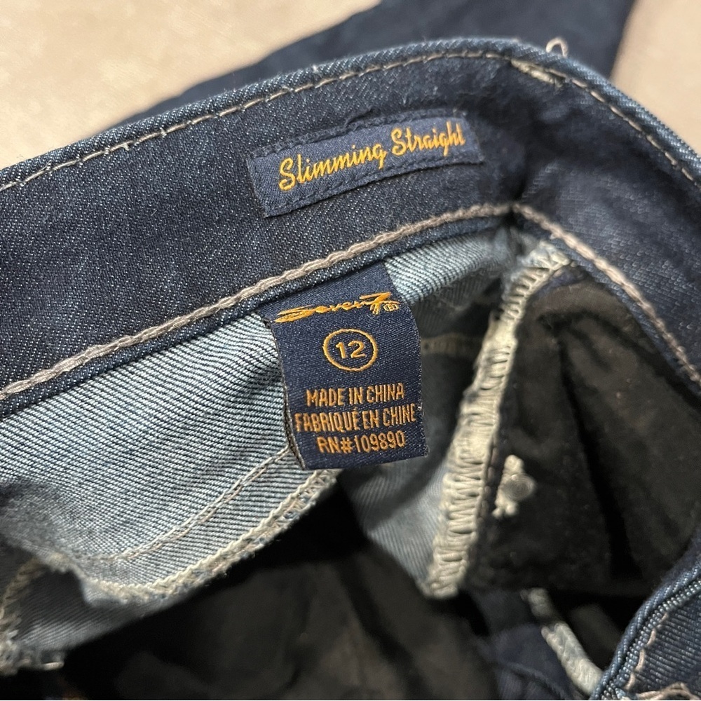 Seven Slimming Straight Women's Dark Blue Jeans 12 - Picture 3 of 7